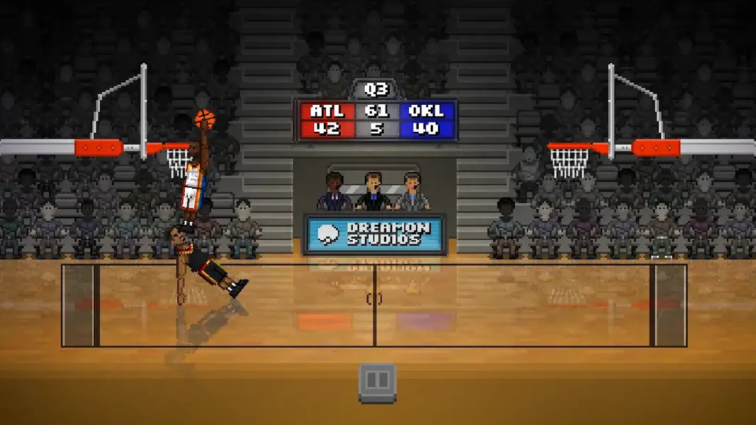 Player shooting a three-pointer in Bouncy Basketball browser game